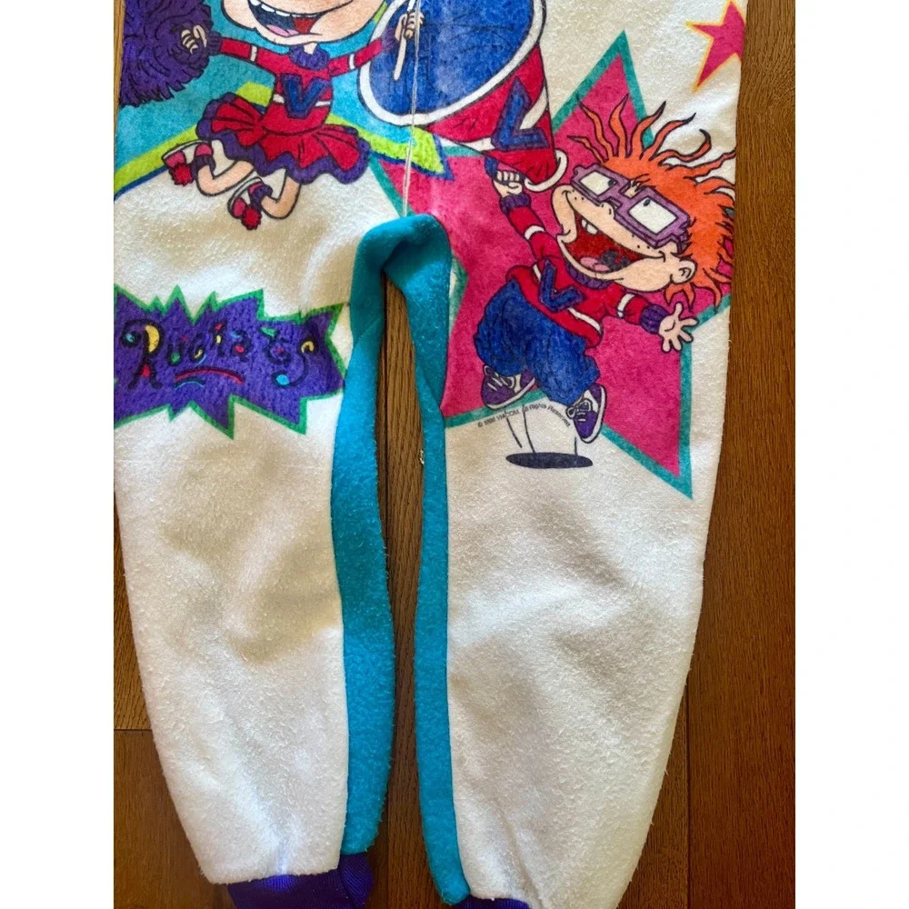Vintage 1998 Rugrats Fleece Pajama Jumpsuit Romper Kids Size 6 Tommy Chuckie